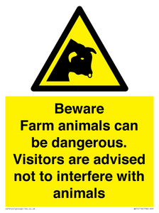 Beware Farm animals can be dangerous. Visitors are advised not to interfere with animals